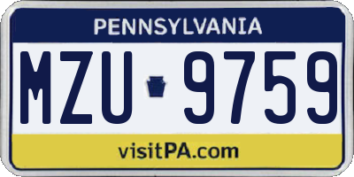 PA license plate MZU9759