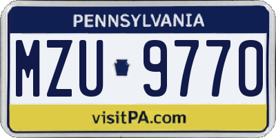 PA license plate MZU9770