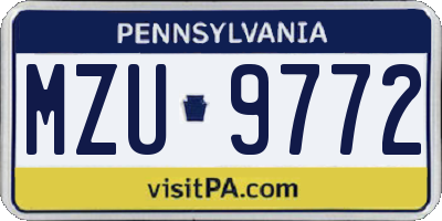 PA license plate MZU9772
