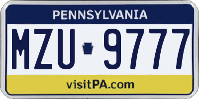PA license plate MZU9777