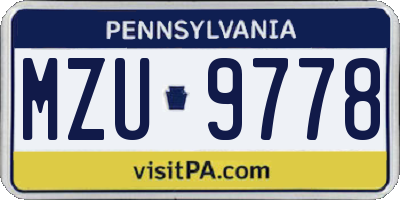PA license plate MZU9778