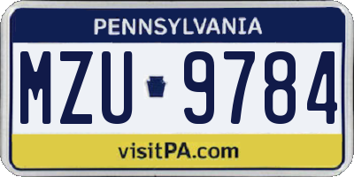 PA license plate MZU9784
