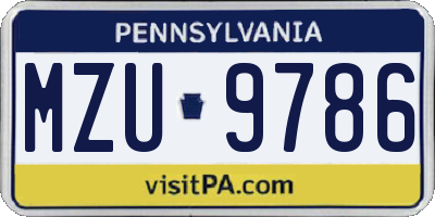 PA license plate MZU9786
