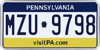 PA license plate MZU9798