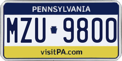 PA license plate MZU9800
