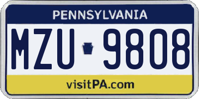 PA license plate MZU9808