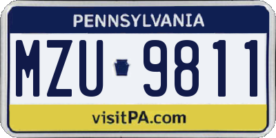 PA license plate MZU9811