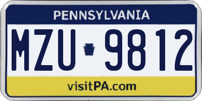 PA license plate MZU9812