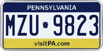 PA license plate MZU9823
