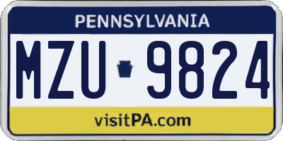 PA license plate MZU9824