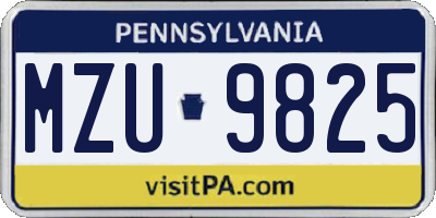 PA license plate MZU9825