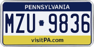PA license plate MZU9836