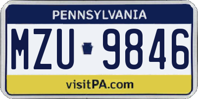 PA license plate MZU9846