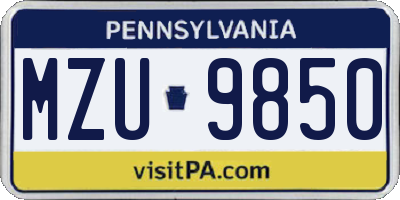 PA license plate MZU9850