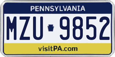 PA license plate MZU9852