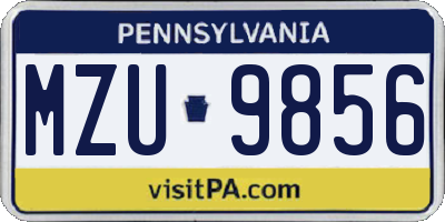 PA license plate MZU9856