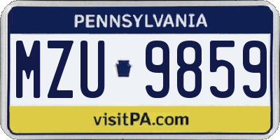 PA license plate MZU9859