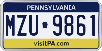 PA license plate MZU9861
