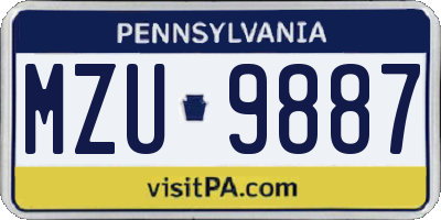 PA license plate MZU9887