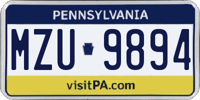 PA license plate MZU9894