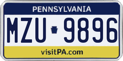 PA license plate MZU9896