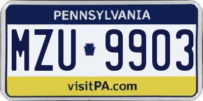 PA license plate MZU9903