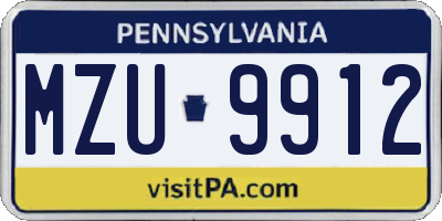 PA license plate MZU9912