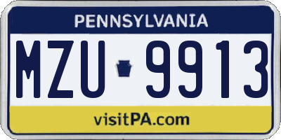 PA license plate MZU9913