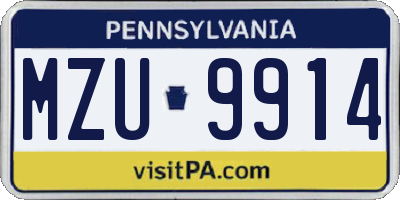 PA license plate MZU9914