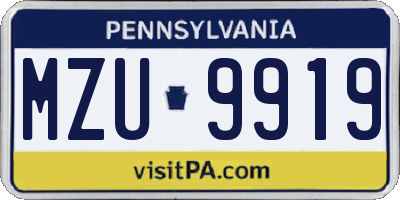 PA license plate MZU9919