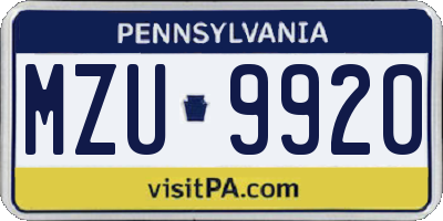 PA license plate MZU9920