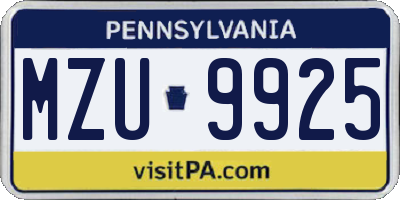 PA license plate MZU9925