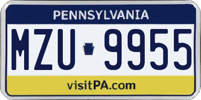 PA license plate MZU9955