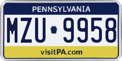 PA license plate MZU9958