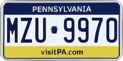 PA license plate MZU9970