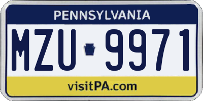 PA license plate MZU9971
