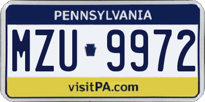 PA license plate MZU9972