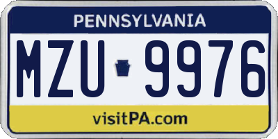 PA license plate MZU9976