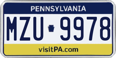 PA license plate MZU9978