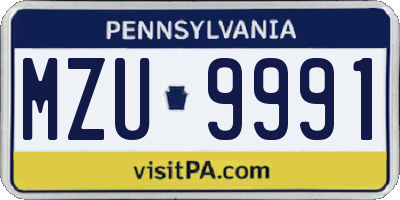PA license plate MZU9991