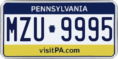 PA license plate MZU9995
