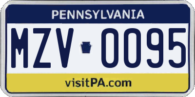 PA license plate MZV0095