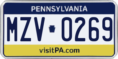 PA license plate MZV0269