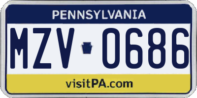PA license plate MZV0686