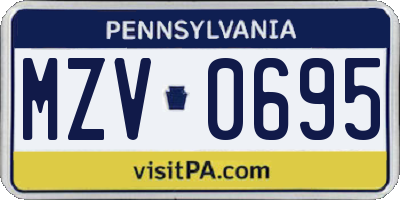 PA license plate MZV0695