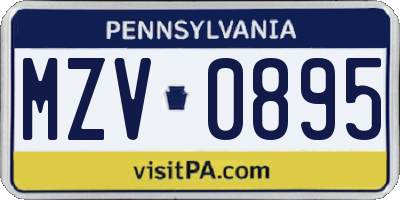 PA license plate MZV0895