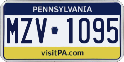 PA license plate MZV1095
