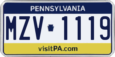 PA license plate MZV1119