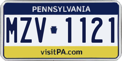 PA license plate MZV1121