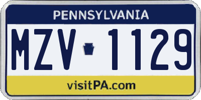 PA license plate MZV1129